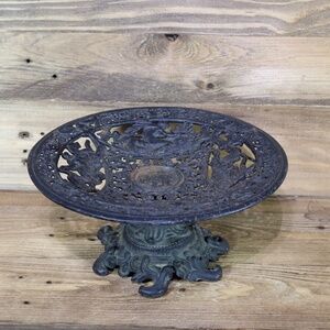 MCM Robert EMIG Black Cast Iron Pedestal Dish Greek Gods Mythology Figures EVC